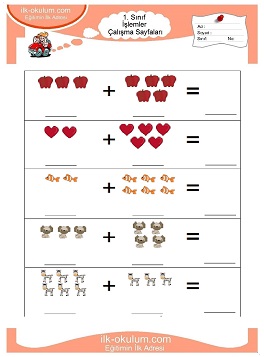 Çocuklar İçin toplam işlemi yaprak testleri 